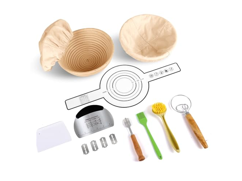 Banneton Sourdough Starter Kit Crochet Linen Covers For Oval Rattan Baking Tools